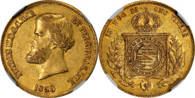 BRAZIL. 10000 Reis, 1859. Rio de Janeiro Mint. Pedro II. NGC AU-53.
Fr-122; KM-467. A KEY DATE to the series, this lightly handled specimen remains r...
