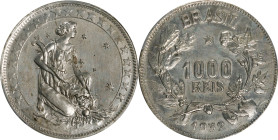 BRAZIL. Silver 1000 Reis Pattern, 1932. Rio de Janeiro Mint. PCGS SPECIMEN-62.
KM-Pn278; Mald-E68.01. An EXCEEDINGLY RARE pattern struck in silver, t...