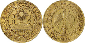 CHILE. 8 Escudos, 1834-So IJ. Santiago Mint. PCGS EF-40.
Fr-33; KM-84. Emanating from the final year of issue for the series, this example displays s...