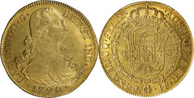 COLOMBIA. 8 Escudos, 1792-P JF. Popayan Mint. Charles IV. PCGS AU-55.
Fr-52; KM-62.2; Cal-1663. Lightly circulated but still rather charming and whol...