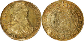 COLOMBIA. 8 Escudos, 1799-P JF. Popayan Mint. Charles IV. PCGS Genuine--Planchet Flaw, Unc Details.
Fr-52; KM-62.2; Cal-1671. Despite its noted planc...