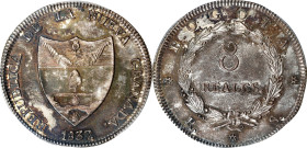 COLOMBIA. 8 Reales, 1837-BOGOTA RS. Bogota Mint. PCGS MS-63.
KM-92; Restrepo-193.1. Only surpassed by two examples on the PCGS population report, thi...