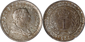 ESSEQUIBO & DEMERARY. Guilder, 1809. London Mint. George III. PCGS MS-63.
KM-6; Prid-10. An attractive and RARE example of this early, KEY colonial t...