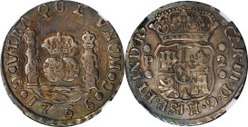 GUATEMALA. 2 Reales, 1766-G P. Guatemala Mint. Charles III. NGC EF-45.
KM-25; Cal-552. The sole finest certified example of this date yet seen by NGC...