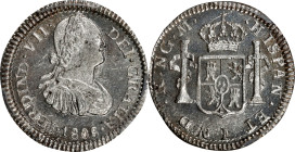 GUATEMALA. 1/2 Real, 1808-NG M. Nueva Guatemala Mint. Ferdinand VII. PCGS MS-64.
KM-60. This transition year type half real with the portrait of Char...