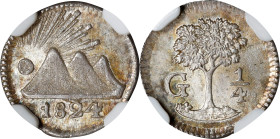 GUATEMALA. Central American Republic. 1/4 Real, 1824-G. Nueva Guatemala Mint. NGC MS-66.
KM-1. Surpassed in the NGC census, this fantastically-pedigr...