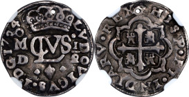MEXICO. "Royal" Presentation Cob 1/2 Real, 1724-Mo D. Mexico City Mint. Luis I. NGC VF Details--Holed.
KM-R25; Cal-4. Weight: 1.7 gms. Two-year type....
