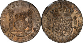MEXICO. 8 Reales, 1747-Mo MF. Mexico City Mint. Philip V. NGC MS-62.
KM-103; Cal-1472. Posthumous issue. An enticing nearly-Choice crown, this exampl...