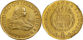 MEXICO. 8 Escudos, 1750-Mo MF. Mexico City Mint. Ferdinand VI. NGC Unc Details--Salt Water Damage.
Fr-17; KM-150; Cal-784. This enticing specimen, cl...