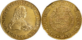 MEXICO. 8 Escudos, 1756-Mo MM. Mexico City Mint. Ferdinand VI. NGC AU-55.
Fr-17; KM-151; Cal-792. Displaying an appeal that soon will not be forgotte...