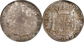 MEXICO. 8 Reales, 1799-Mo FM. Mexico City Mint. Charles IV. PCGS AU-58.
KM-109; Cal-963; Yonaka-M8-99. Crusty and colorful toning cover both sides of...