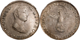 MEXICO. 8 Reales, 1822-Mo JM. Mexico City Mint. Agustin I Iturbide. NGC AU-55.
KM-304. Early eagle type. Featuring a different, smaller eagle than wo...