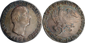 MEXICO. 8 Reales, 1823-Mo JM. Mexico City Mint. Agustin I Iturbide. PCGS AU-55.
KM-310. Bust with short, uneven truncation (type V). An excellent sur...