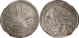 MEXICO. "Hookneck" 8 Reales, 1823-Mo JM. Mexico City Mint. NGC VF-35.
KM-A376.2; HO-MO4/MR4. Variety with standard edge and flat top 3 in date. Mostl...