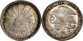 MEXICO. "Hookneck" 1/2 Real, 1824-Mo JM. Mexico City Mint. PCGS MS-64.
KM-369. Assuredly one of the finest examples of the type denomination extant, ...