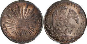 MEXICO. 8 Reales, 1883-Ca MM. Chihuahua Mint. NGC MS-65.
KM-377.2; DP-Ca66. Tied for the finest graded example certified by NGC, this glorious Gem yi...