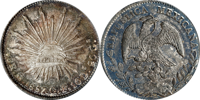 MEXICO. 8 Reales, 1857-Mo GF. Mexico City Mint. PCGS MS-65.
KM-377.10; DP-Mo43....