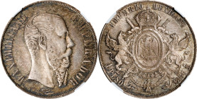 MEXICO. Peso, 1866-Mo. Mexico City Mint. Maximilian I. NGC MS-63.
KM-388.1. A wonderful Choice specimen, this impressive Maximillian Peso delivers a ...