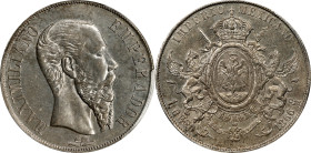 MEXICO. Peso, 1866-Mo. Mexico City Mint. Maximilian I. PCGS MS-63.
KM-388.1. Featuring a fairly light, slate gray tone, this Choice crown from the ra...