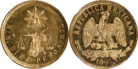 MEXICO. 10 Pesos, 1893-Mo M. Mexico City Mint. NGC MS-61 Prooflike.
Fr-128; KM-413.7. Mintage: 133. Already quite a RARE example given its paltry min...