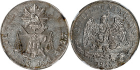 MEXICO. Peso, 1873-Ga C. Guadalajara Mint. NGC MS-62.
KM-408.3. An elusive type when offered this nicely, the present example displays full details a...