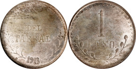 MEXICO. Chihuahua. Hidalgo del Parral. Peso, 1913. NGC MS-63.
KM-611. Variety with 1 over PESO. A Choice example with a steely gray tone and some hue...