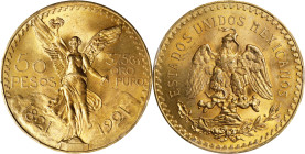 MEXICO. 50 Pesos, 1921. Mexico City Mint. PCGS MS-65.
Fr-172; KM-481. The SCARCE first year of issue, this enchanting and wholly wondrous Gem radiate...