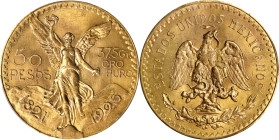 MEXICO. 50 Pesos, 1925. Mexico City Mint. PCGS MS-64.
Fr-172; KM-481. This bright and pretty near-Gem delivers a wholesome luster and sharp details, ...