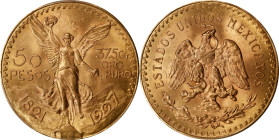 MEXICO. 50 Pesos, 1927. Mexico City Mint. PCGS MS-64.
Fr-172; KM-481. On the precipice of Gem, this wonderful example delivers a charming strike and ...