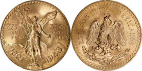 MEXICO. 50 Pesos, 1943. Mexico City Mint. PCGS MS-66.
Fr-173; KM-482. Extremely alluring and breathtaking, this Superb Gem glistens with an enchantin...