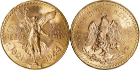 MEXICO. 50 Pesos, 1944. Mexico City Mint. PCGS MS-65.
Fr-172; KM-481. An exceptional Gem example of the type, this large gold issue features few mark...