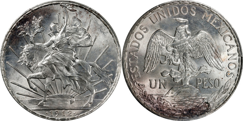 MEXICO. Peso, 1912. Mexico City Mint. PCGS MS-65.
KM-453. A staggering exemplar...