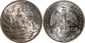 MEXICO. Peso, 1912. Mexico City Mint. NGC MS-64.
KM-453. An exceptional near-Gem "caballito" type, this immensely popular crown yields a high degree ...