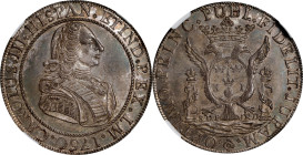 PERU. Silver Proclamation Medal, 1760-LM. Lima Mint. Charles III. NGC MS-64.
Betts-469; Fonrobert-8921; Medina-79. Commemorating the proclaiming of C...
