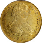PERU. 8 Escudos, 1791-LM IJ. Lima Mint. Charles IV. PCGS AU-55.
Fr-36; KM-92; Cal-1590. Extremely lightly handled, this impressive specimen, still re...