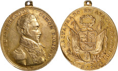 PERU. Simon Bolivar/Peru is Restored Gold Medal, 1824. Lima Mint. PCGS Genuine--Cleaned, AU Details.
Fonrobert-9178. Weight: 14.17 gms. By A. Davalos...