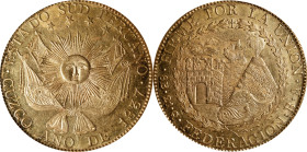 PERU. South Peru. 8 Escudos, 1837-CUZCO BA. Cuzco Mint. PCGS MS-62.
Fr-91; KM-167. FEDERACION type. Emanating from a popular series that offers great...
