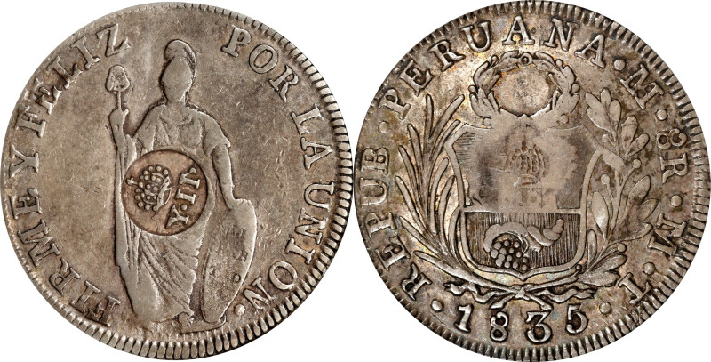 PHILIPPINES. Philippines - Peru. 8 Reales, ND (1834-37). Manila Mint. Isabel II....