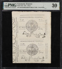 VENEZUELA. Estados Unidos de Venezuela. 1 peso, 1811. P-4Ab. Rosenman 7. Uncut Pair. PMG Very Fine 30.
Block T. 356. Consecutive uncut pair. Printed ...