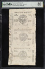 VENEZUELA. Uncut Sheet of (3). Estados-Unidos de Venezuela. 1 Peso, 1811. P-4Ac. Rosenman 13. PMG Very Fine 30.
No. F82 91811/2/3. Block T.92. Printe...