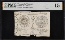 VENEZUELA. Estados-Unidos de Venezuela. 2 Pesos, 1811. P-5. Rosenman 2. PMG Choice Fine 15.
No. F62 16617, Block &.17. Signatures of Roscio, Blandin,...