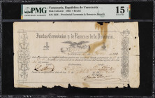VENEZUELA. Republica de Venezuela. 4 Reales, 1862. P-Unlisted. PMG Choice Fine 15 Net. Paper Damage, Stained.
Provincial Economic & Resource Boards. ...