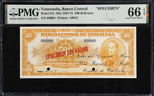 VENEZUELA. Lot of (2). Banco Central De Venezuela. 10 & 500 Bolivares, ND (1945-71). P-31s & 37s. Specimens. PMG Choice About Uncirculated 58 & Gem Un...