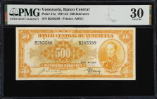 VENEZUELA. Banco Central De Venezuela. 500 Bolívares, 1947. P-37a. PMG Very Fine 30.
Printed by ABNC. Dated September 4, 1947. The highest denominati...