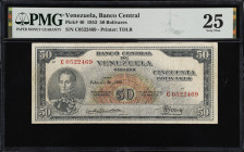 VENEZUELA. Banco Central De Venezuela. 50 Bolivares, 1953. P-40. Rosenman 173. PMG Very Fine 25.
Printed by TDLR. This is the plate note for the book...