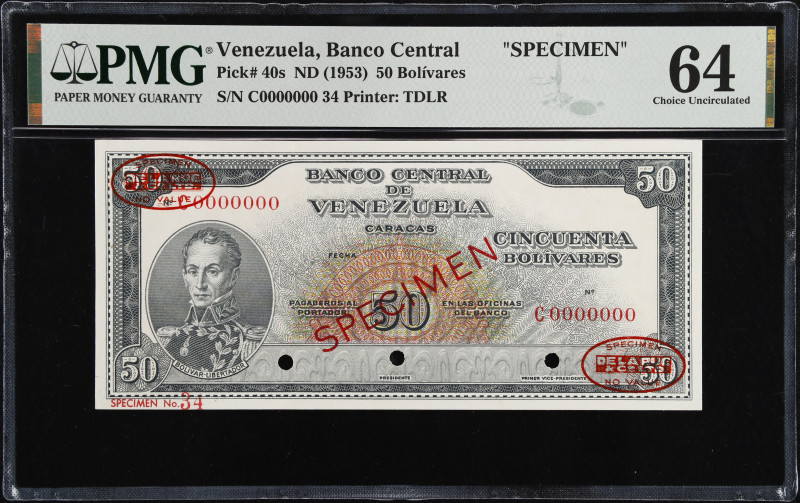 VENEZUELA. Banco Central De Venezuela. 50 Bolivares, ND (1953). P-40s. Rosenman ...