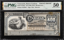VENEZUELA. Lot of (2). Banco Caracas. 400 Bolivares, ND (1890-1910). P-138p1 & 138p2. Front & Back Proofs. PMG About Uncirculated 50 & Choice Uncircul...