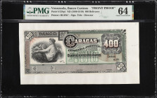 VENEZUELA. Lot of (2). Banco Caracas. 400 Bolivares, ND (1890-1910). P-S138ap1 & S138ap2. Rosenman 136. Front & Back Proofs. PMG Choice Uncirculated 6...