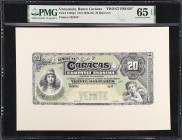 VENEZUELA. Banco Caracas. 20 Bolivares, ND (1926-28). P-S158p1. Rosenman 138. Front Proof. PMG Gem Uncirculated 65 EPQ.
Printed by HLBNC. One of only...