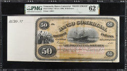 VENEZUELA. Lot of (2). Banco Comercial. 50 Bolivares, ND (ca. 1880). P-S167p1 & S167p2. Rosenman 91. Front & Back Proofs. PMG Uncirculated 62 & 62 Net...
